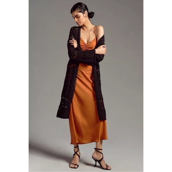 ANTHROPOLOGIE Pointelle Cardigan Sweater Long Sleeve Top Black Size S NWT - Picture 4 of 8